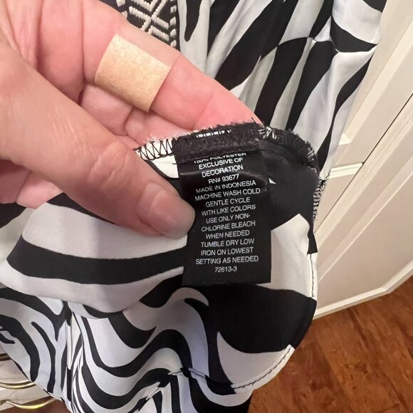 WORTHINGTON Black & White ¾ Sleeve Embroidered Zebra Print Kimono (Size 3X) - Picture 6 of 8
